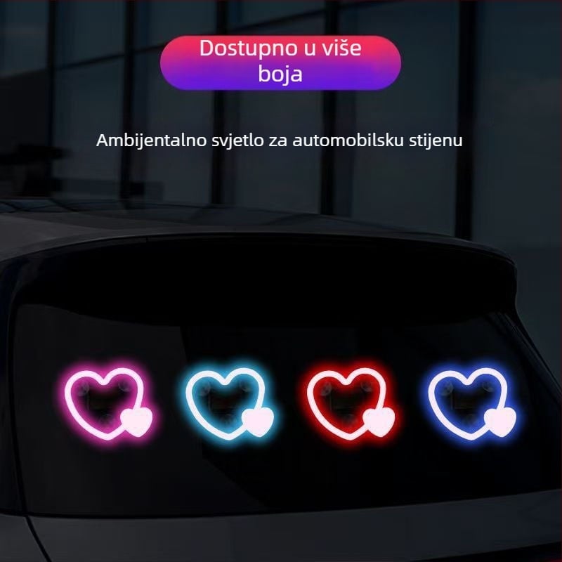 Solarna unutarnja LED neonska svjetiljka u trokutu za auto s atmosferom srca – Model SP03, ABS, 0.5W, 5V, 0.1A