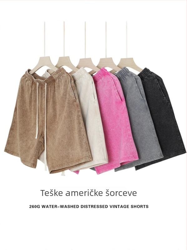 Muške capri kratke hlače, opuštene kroja, preko 95% pamuka, srednji pojas, korejski stil