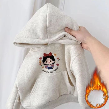 Dječja hoodie duksa s kapuljom, fleece podstava za zimu, crtani stil, pamuk 31–50%, model 0070A028