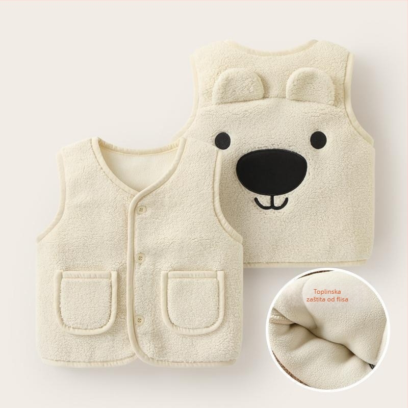 Unisex zimska dječja vest, korejskog stila kardigan, zatvaranje jednim redom gumba, tkanina 85% pamuk