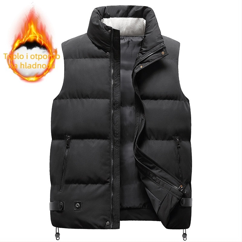 Muška pamučna pufasta vest s kariranim uzorkom, korejski stil, uski kroj, stojeći ovratnik, zatvarač