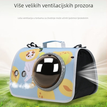 Torba za kućne ljubimce - Oxford materijal, veliki kapacitet, crtani uzorak, srednja tvrdoća, kompatibilno s avionskim prijevozom