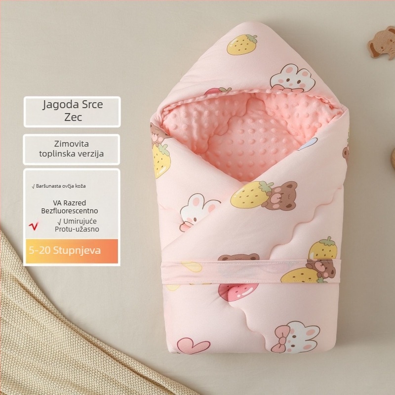 Dječja swaddle deka s pliš teksturom točkica, za novorođenčad, sve sezone, sintetička vlakna