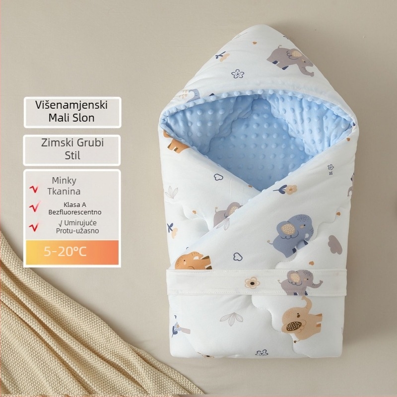 Dječja swaddle deka s pliš teksturom točkica, za novorođenčad, sve sezone, sintetička vlakna