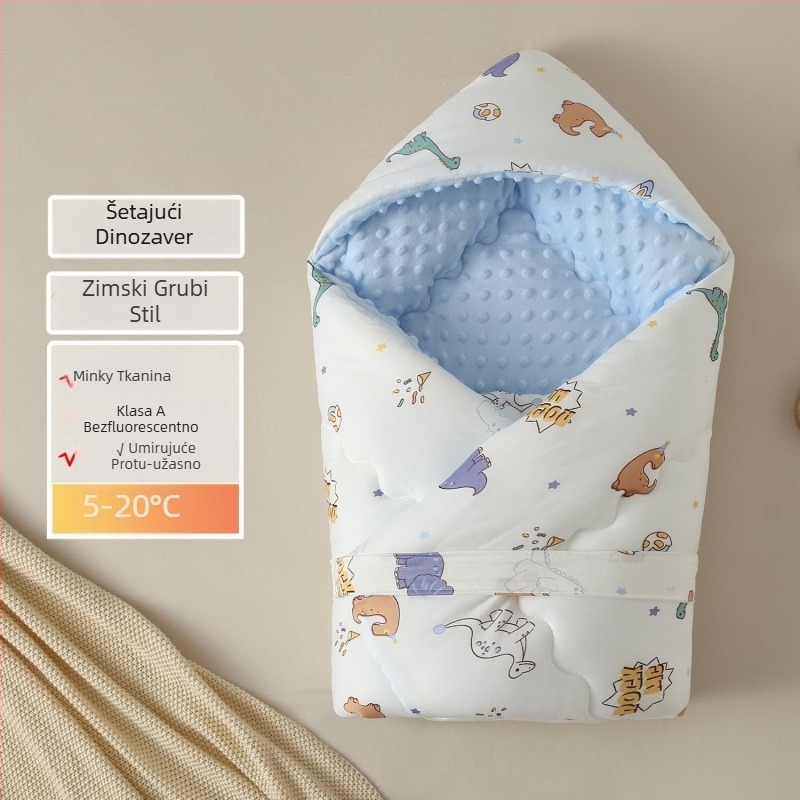Dječja swaddle deka s pliš teksturom točkica, za novorođenčad, sve sezone, sintetička vlakna