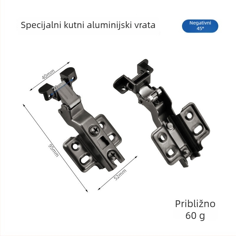 Aluminijski okvir šarka, hladno valjana čelika, elektrogalvanizacija, marka Liyu, suvremeni minimalistički stil