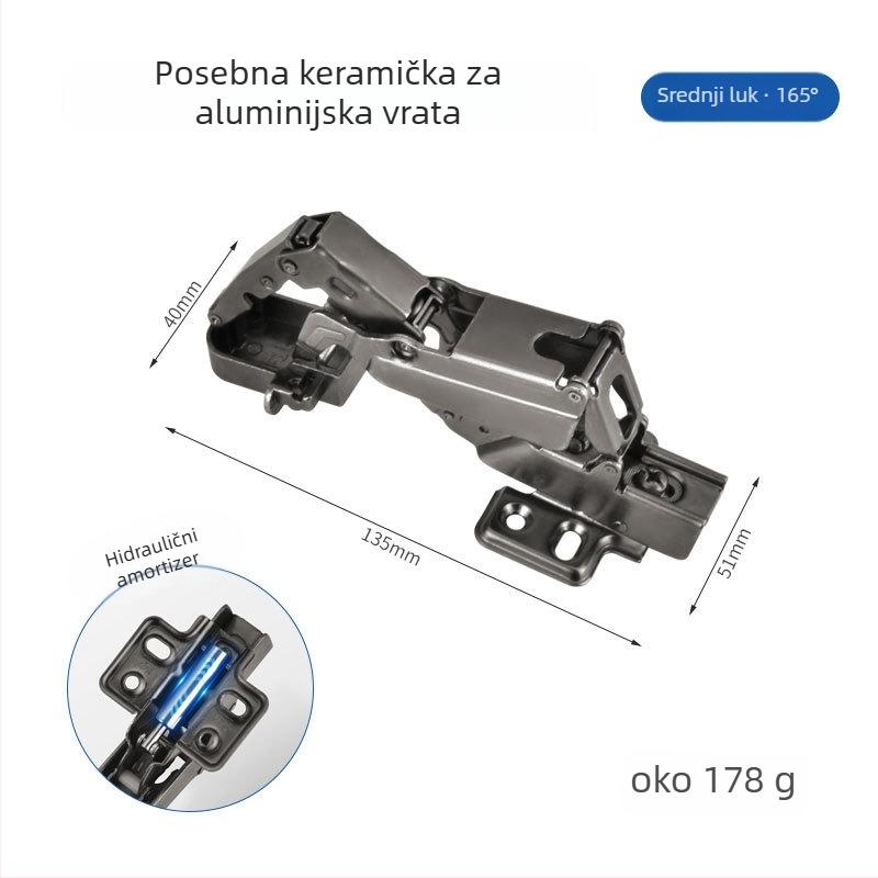 Aluminijski okvir šarka, hladno valjana čelika, elektrogalvanizacija, marka Liyu, suvremeni minimalistički stil