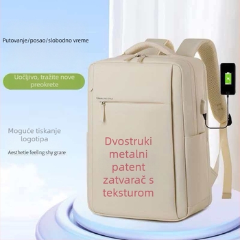 Oxford platneni ruksak za laptop, otporan na habanje, kompatibilan s 16-inčnim prijenosnikom, naramenice s zračnim jastučićima, urbani minimalistički stil