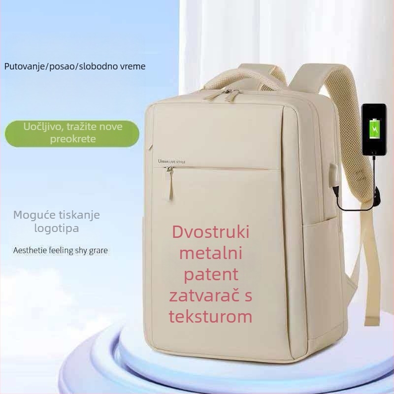 Oxford platneni ruksak za laptop, otporan na habanje, kompatibilan s 16-inčnim prijenosnikom, naramenice s zračnim jastučićima, urbani minimalistički stil