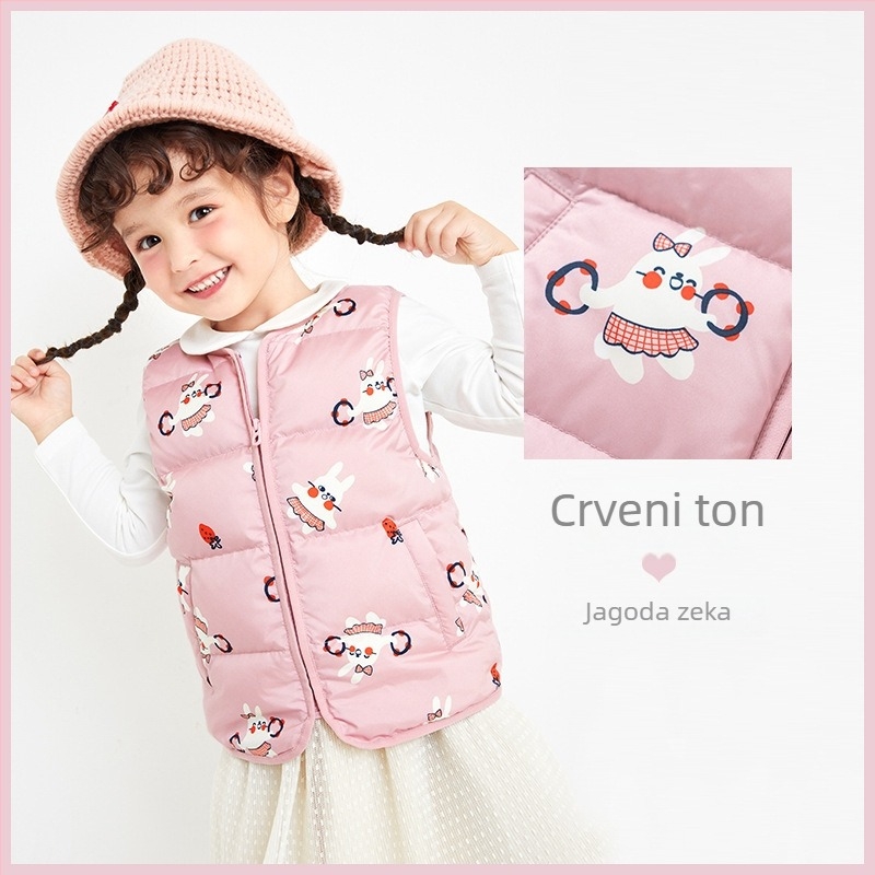 Dječja down vesta bez rukava, za dječake i djevojčice, jesen 2023, punilo: bijeli patka perje, vanjska tkanina: poliester, podstava: najlonska