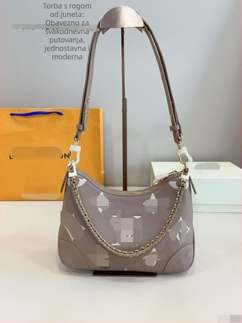 Torba preko ramena s lancem, prava koža, podstava od poliestera, zatvarač, vodoravnog kvadratnog oblika, džep za mobitel