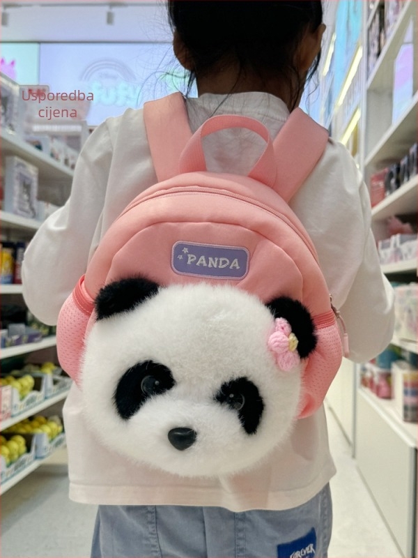 Dječji ruksak Panda za vrtić — najlon, prozračan, zakrivljene naramenice, podstava od poliestera