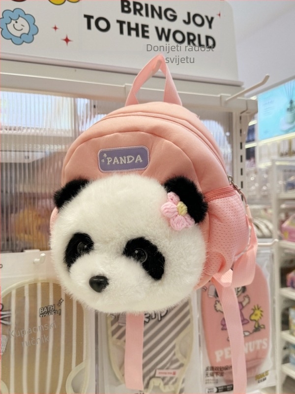 Dječji ruksak Panda za vrtić — najlon, prozračan, zakrivljene naramenice, podstava od poliestera