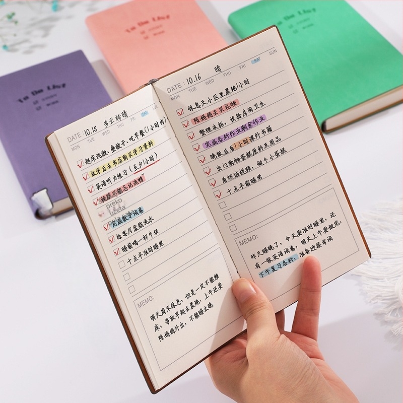 Bilježnica s to-do listom i dnevnim rasporedom, PU korica, šivanje pređom, papir od drvenog pulpa, 40 g/m², stil 1531211885
