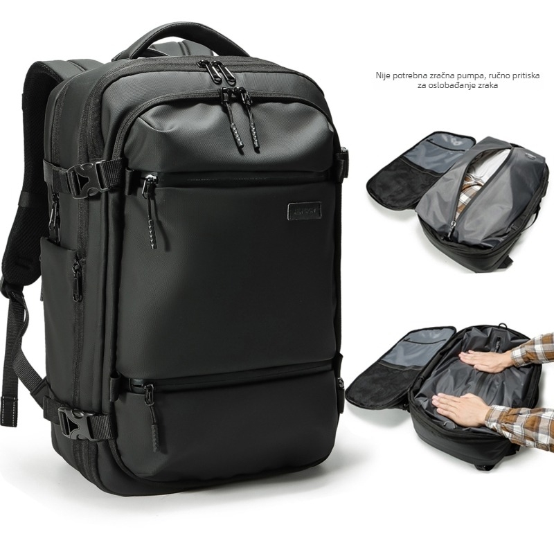 Airback muški ruksak za poslovna putovanja s vakuumskim kompresijskim sustavom, prozračni membranski materijal, 20–35L proširivi, naramenice s zračnim jastukom