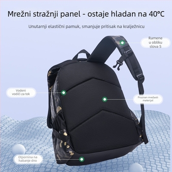 Školska torba za dječake - PU, smanjenje opterećenja, zaštita kralježnice, zakrivljeni naramnici, geometrijski uzorak