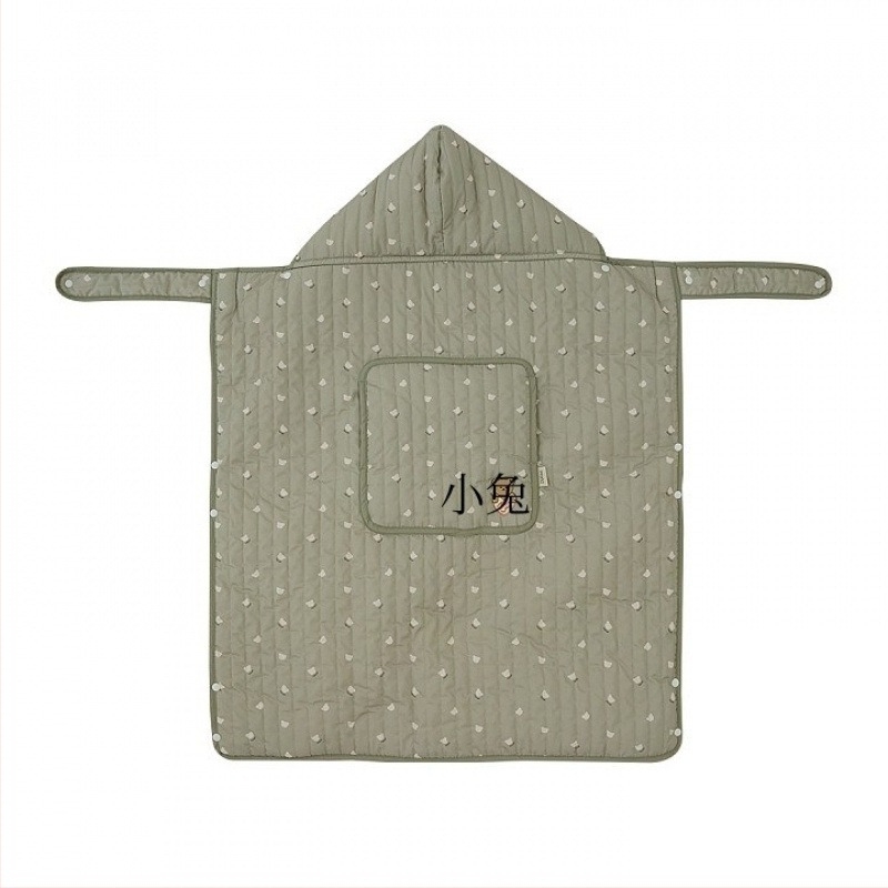 Korejskog stila debela dječja deka s kapuljačom za jesen/zimu — vjetrootporna deka za kolica, 100% pamuk; težina 300–500 g; pogodno za novorođenčad do 6 godina
