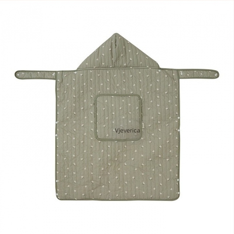 Korejskog stila debela dječja deka s kapuljačom za jesen/zimu — vjetrootporna deka za kolica, 100% pamuk; težina 300–500 g; pogodno za novorođenčad do 6 godina
