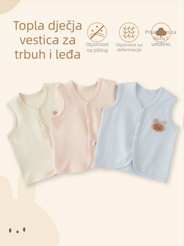 Dječja pamučna vesta 95% pamuk, za dob 0-1 godina, proljeće i jesen, casual kardigan stil, podstava od pamuka, zatvaranje jednim redom kopči