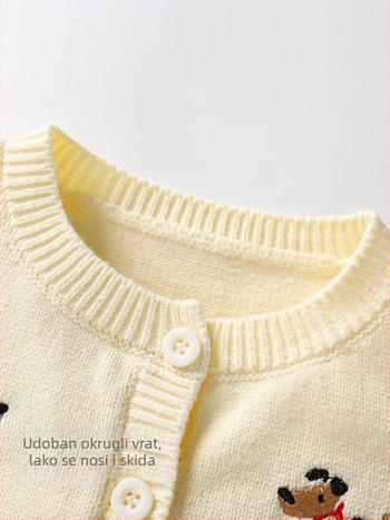 Dječja pletena vesta s otvorenim prednjim dijelom, casual stil, pamuk 89,3% (za dob 1–3 godine; sezone: zima/proljeće/jesen; sigurnosna razina: Klasa A)