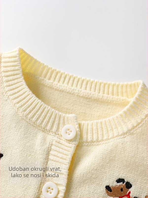 Dječja pletena vesta s otvorenim prednjim dijelom, casual stil, pamuk 89,3% (za dob 1–3 godine; sezone: zima/proljeće/jesen; sigurnosna razina: Klasa A)