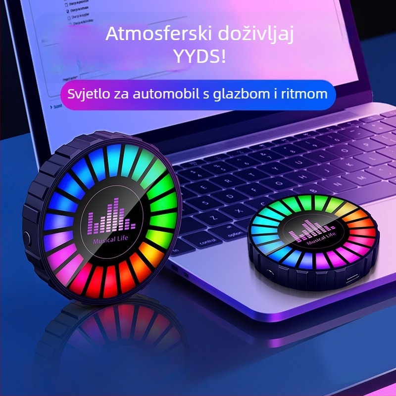 Sinok Auto LED ritmička lampica s glasovnom upravljanjem i aromaterapijom, 3D glazbena atmosfera lampica, 12W 5V, model CD, opća namjena