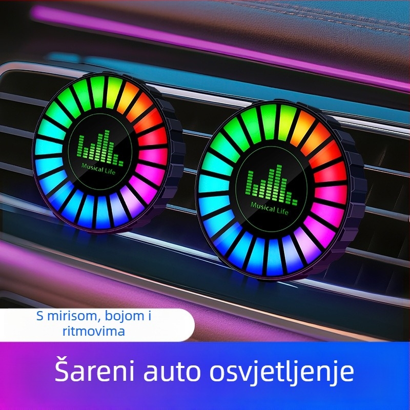 Sinok Auto LED ritmička lampica s glasovnom upravljanjem i aromaterapijom, 3D glazbena atmosfera lampica, 12W 5V, model CD, opća namjena