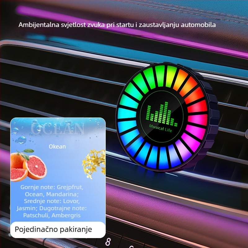Sinok Auto LED ritmička lampica s glasovnom upravljanjem i aromaterapijom, 3D glazbena atmosfera lampica, 12W 5V, model CD, opća namjena
