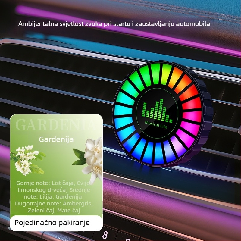 Sinok Auto LED ritmička lampica s glasovnom upravljanjem i aromaterapijom, 3D glazbena atmosfera lampica, 12W 5V, model CD, opća namjena