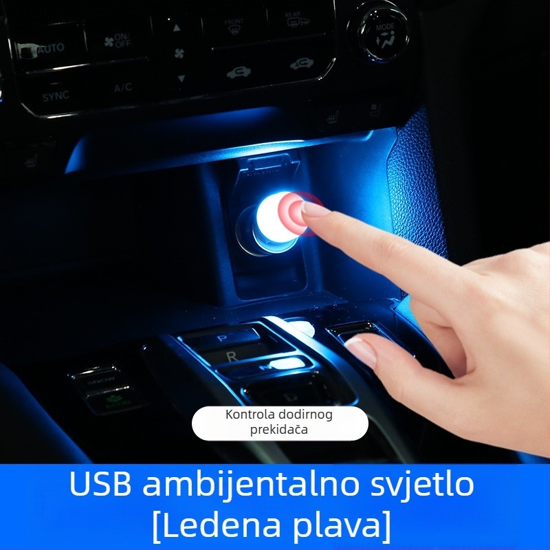 Automobilska atmosfera svjetlo, USB napajano kružno dodirno svjetlo, 3W, 5V, 2A, ABS