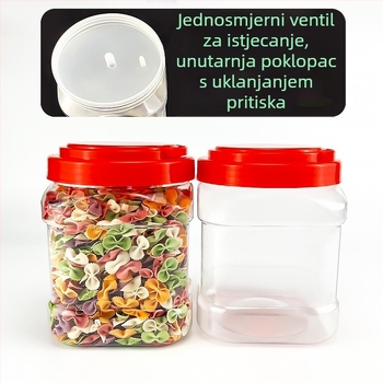 Kvadratna zatvorena plastična posuda za med s poklopcem, kapacitet 1-2 L, prehrambena kvaliteta