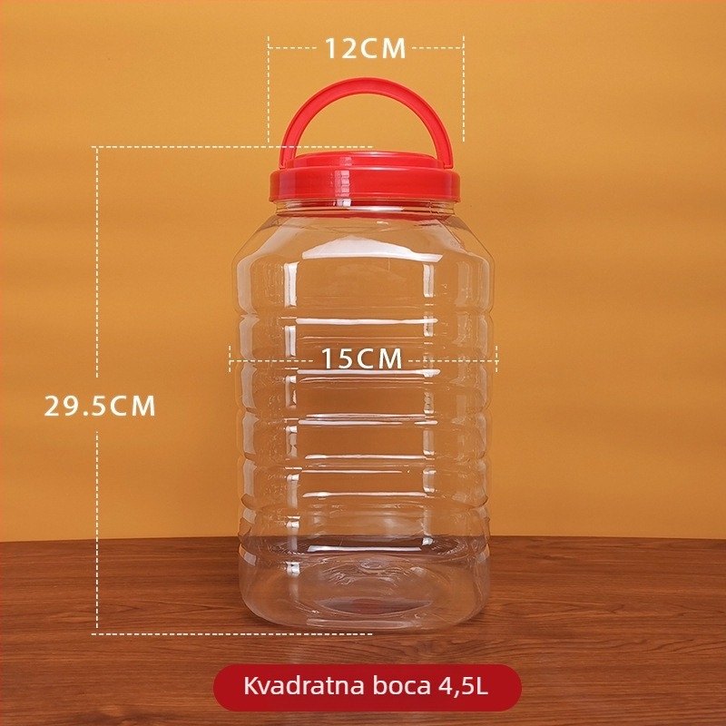 Kvadratna zatvorena plastična posuda za med s poklopcem, kapacitet 1-2 L, prehrambena kvaliteta