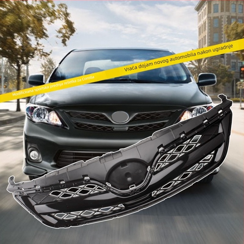 Vky prednja rešetka za Toyota Corolla 2011-2013, ABS plastika, ugradnja u branik, sportska elektroplatinirana rešetka, broj dijela 53100-02410