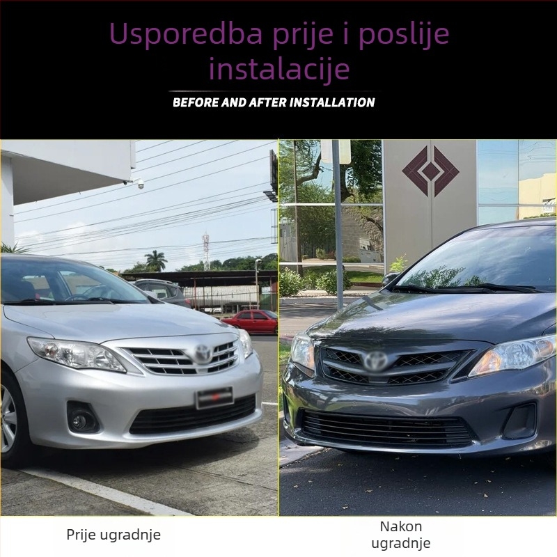 Vky prednja rešetka za Toyota Corolla 2011-2013, ABS plastika, ugradnja u branik, sportska elektroplatinirana rešetka, broj dijela 53100-02410