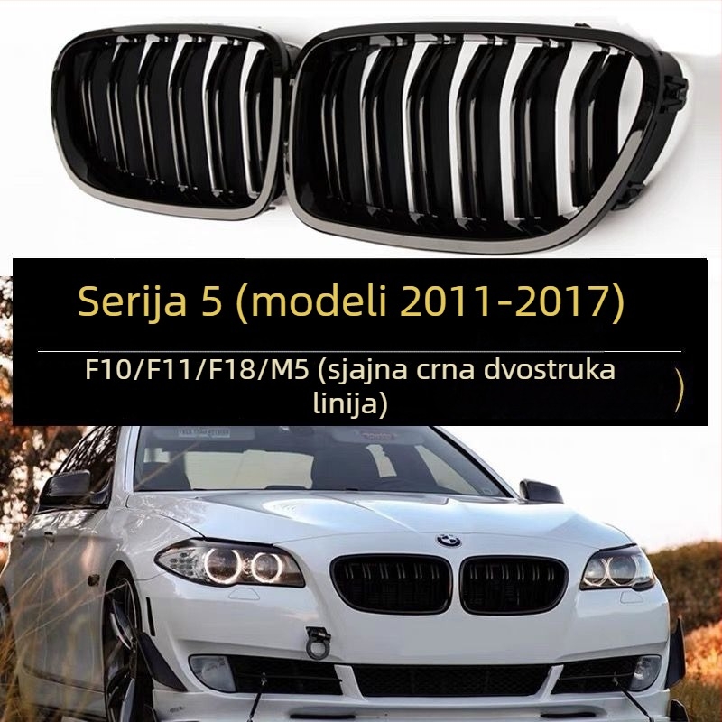 BMW 5 Series Prednja rešetka hladnjaka - ABS plastika, dvostruki dizajn, kompatibilno za modele 2011-2017