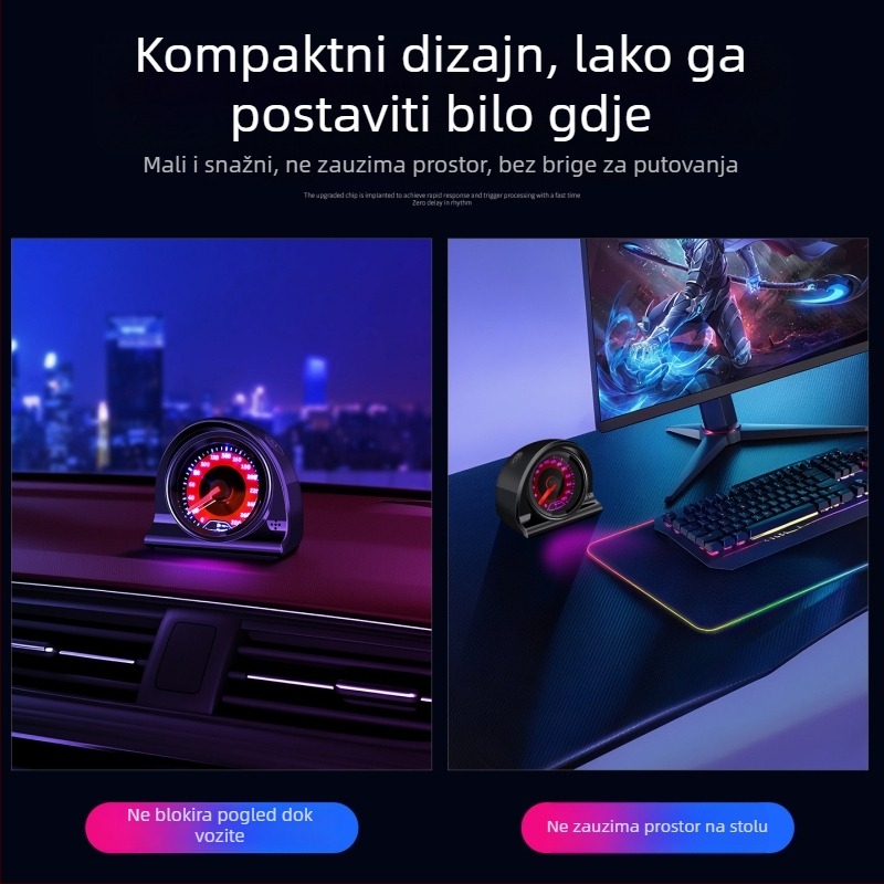 Ambijentalno svjetlo za ploču automobila s ritmom brzomjera, metronomom i dekorativnom noćnom svjetlu | Model: Pickup light; Snaga: 3W; Napon: 5V; Struja: 0.2A; Ugradnja: ljepilo na ploču instrument ploče