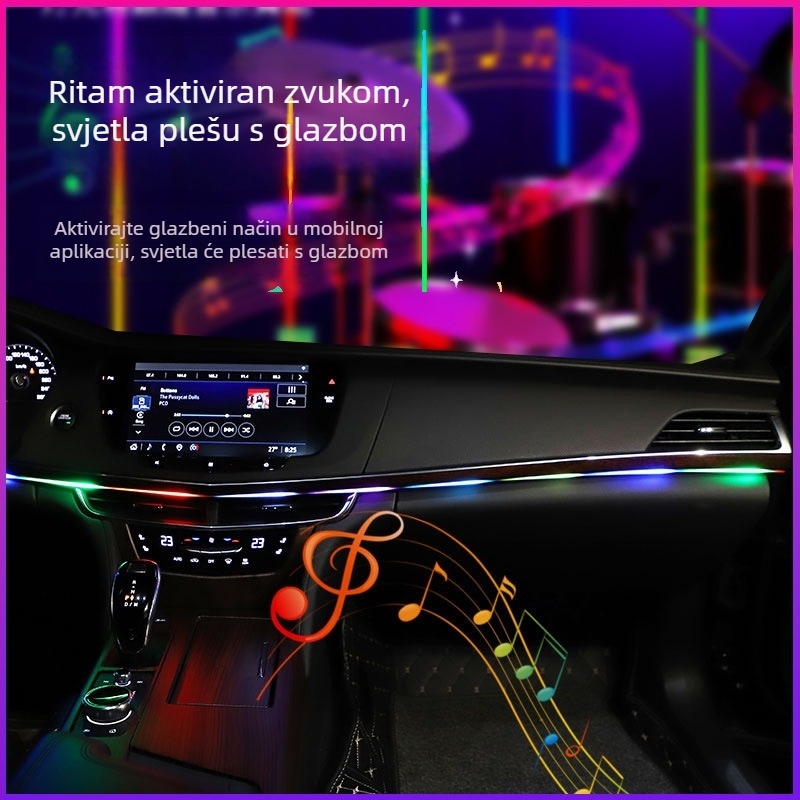 LED unutarnja ambijentalna rasvjeta za automobil, USB napajanje, način prepoznavanja zvuka ritma, ploča instrumenata/centralna konzola, Calaite 002