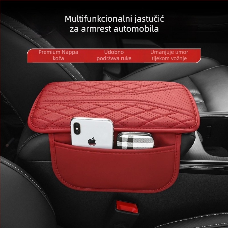 Univerzalna podložka za naslon za ruku automobila, prozračna koža, povećana visina, Y-oblik dizajn s bočnom džepom, set zaštite naslona za ruku