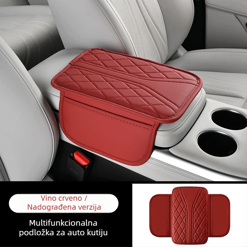 Univerzalna podložka za naslon za ruku automobila, prozračna koža, povećana visina, Y-oblik dizajn s bočnom džepom, set zaštite naslona za ruku