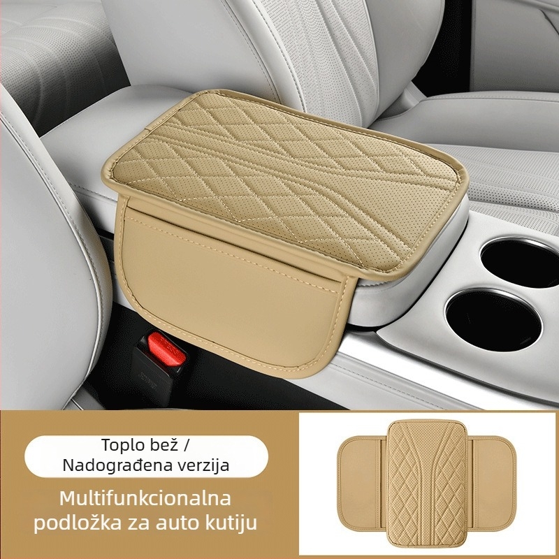 Univerzalna podložka za naslon za ruku automobila, prozračna koža, povećana visina, Y-oblik dizajn s bočnom džepom, set zaštite naslona za ruku