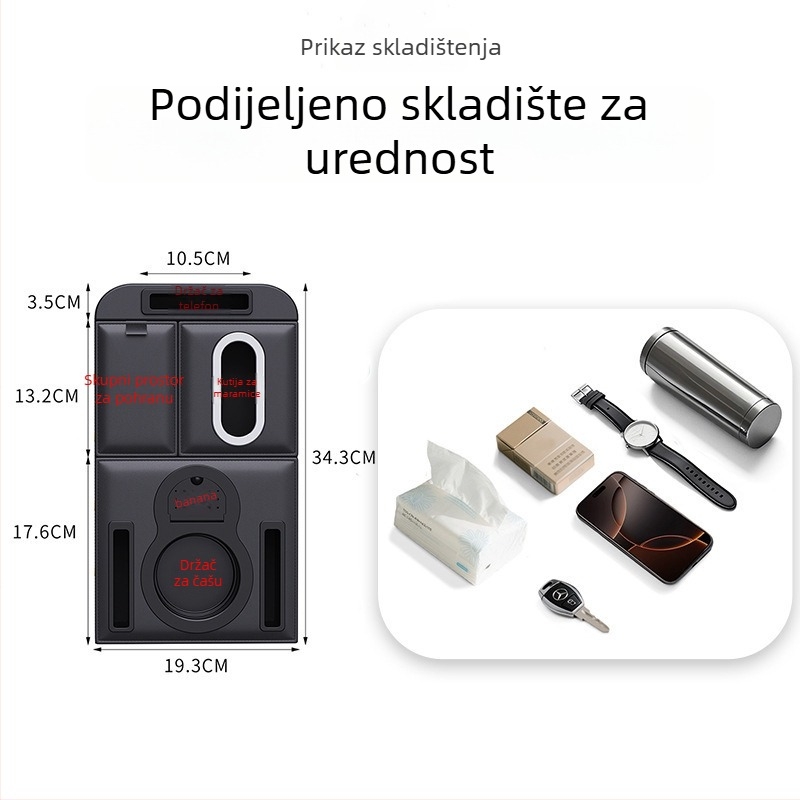 Automobilska središnja kutija za naslon za ruke – kožna, univerzalna kompatibilnost, težina 500 g, pet u jednom skladištenju