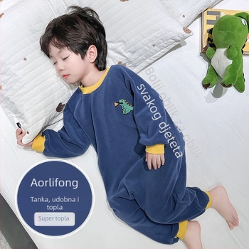 Dječji jednodijelni pidžama kombinezon s dinosaurom od corduroy materijala, krzno od zečjeg krzna, debela zimska toplina, za novorođenčad 0–12 mjeseci