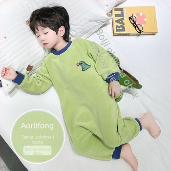 Dječji jednodijelni pidžama kombinezon s dinosaurom od corduroy materijala, krzno od zečjeg krzna, debela zimska toplina, za novorođenčad 0–12 mjeseci