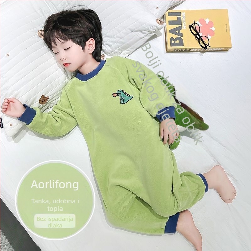 Dječji jednodijelni pidžama kombinezon s dinosaurom od corduroy materijala, krzno od zečjeg krzna, debela zimska toplina, za novorođenčad 0–12 mjeseci