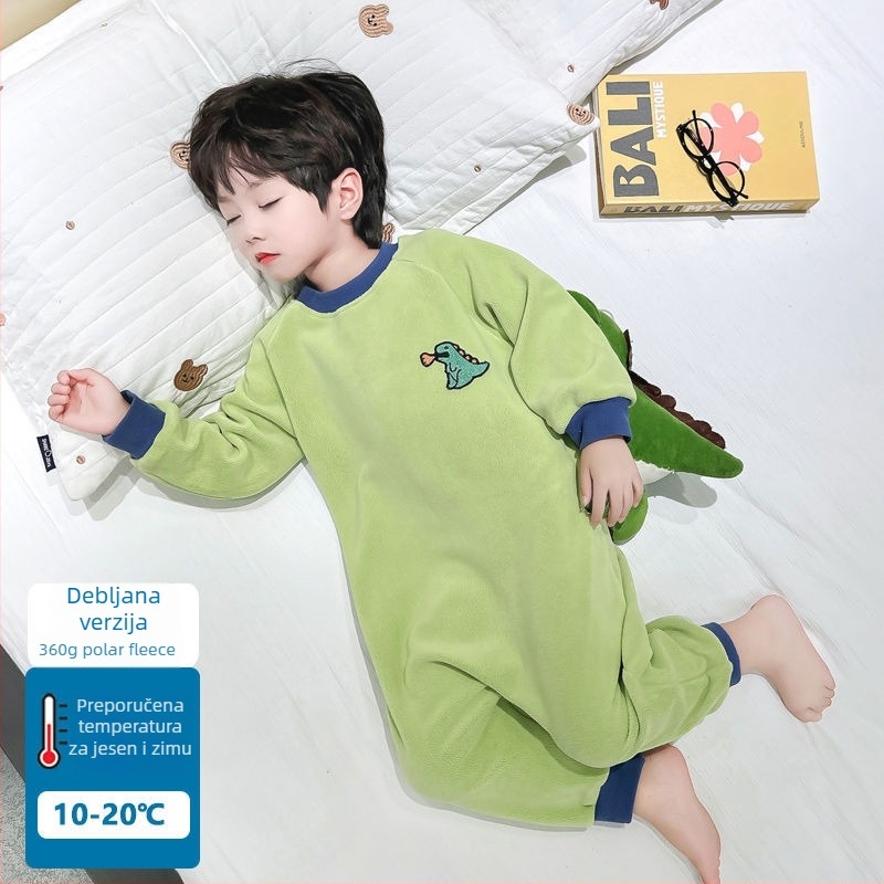 Dječji jednodijelni pidžama kombinezon s dinosaurom od corduroy materijala, krzno od zečjeg krzna, debela zimska toplina, za novorođenčad 0–12 mjeseci