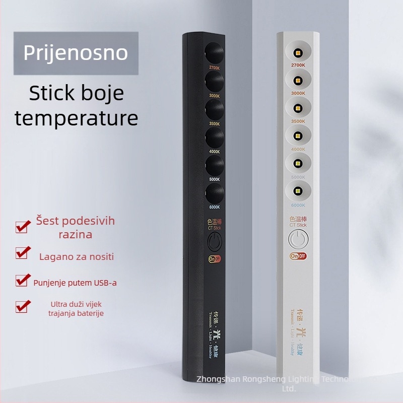 LED višenamjenska štapna svjetiljka s temperaturom boje — prijenosni mjerni instrument za boju temperature (3W, 5V, 200 lm, IP40)