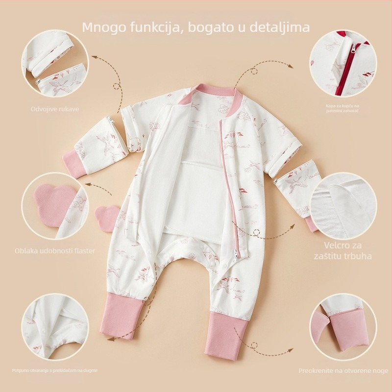 Dječji spavaći vrećica s konstantnom temperaturom, dvostruka konstrukcija, zatvarač, pamuk materijal i punilo od čistog pamuka, za djecu 1–3 godine