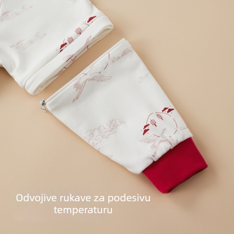 Dječji spavaći vrećica s konstantnom temperaturom, dvostruka konstrukcija, zatvarač, pamuk materijal i punilo od čistog pamuka, za djecu 1–3 godine