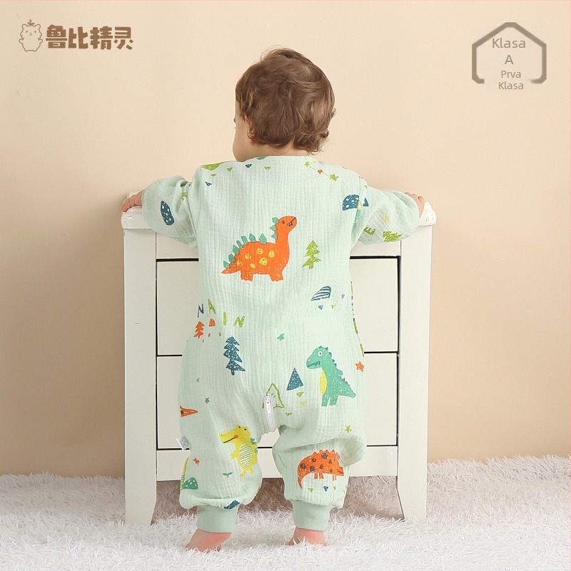 Dječji spavaći vreć od gaze pamuka, tanak, za novorođenčad; tkanina, podstava i punilo 95%+ pamuka; metalni zatvarač; antibakterijski; održava konstantnu temperaturu; odvlači vlagu; pogodno za sve sezone.