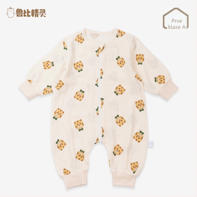 Dječji spavaći vreć od gaze pamuka, tanak, za novorođenčad; tkanina, podstava i punilo 95%+ pamuka; metalni zatvarač; antibakterijski; održava konstantnu temperaturu; odvlači vlagu; pogodno za sve sezone.